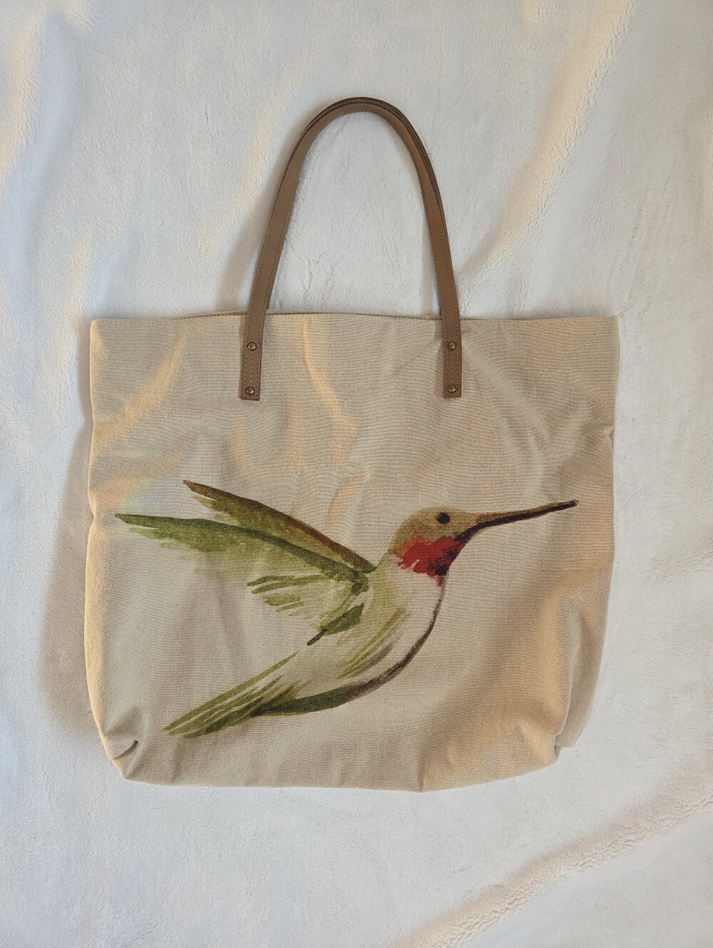 Large Painted Hummingbird Zip Top Tote